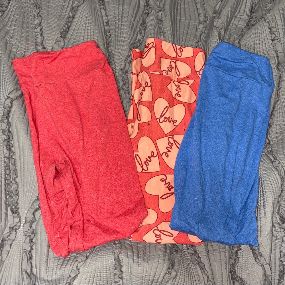 three pairs of LuLaRoe leggings